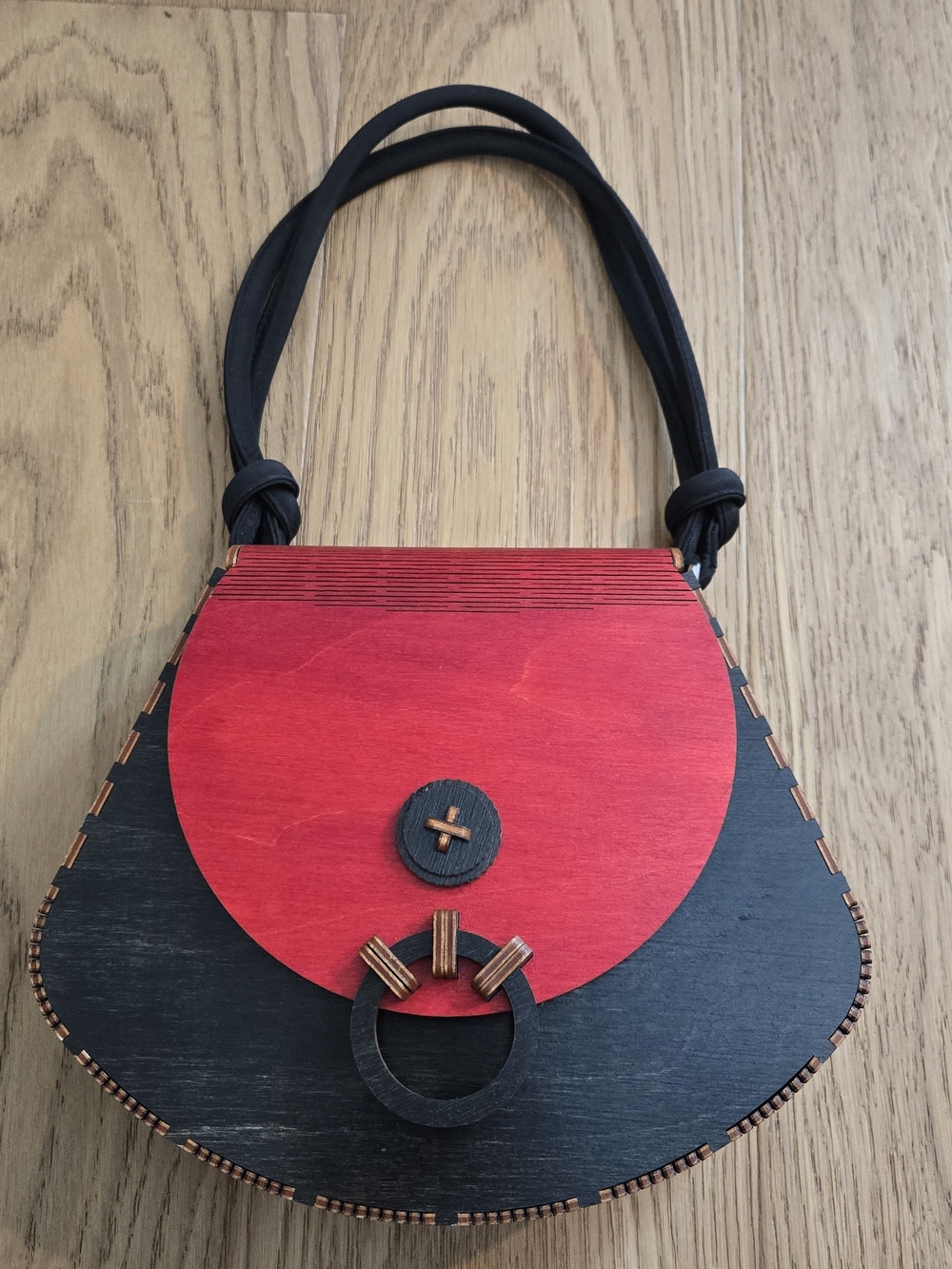 Unique handcrafted Wooden Shoulder Bag Purse saddlebag Baltic birch